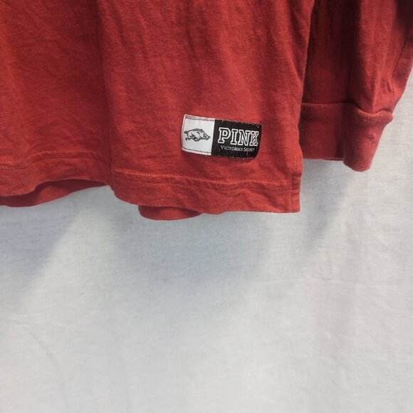 Pink by Victoria's Secret XS Fits Like M Arkansas Razorback Tee Shirt Hoodie - Picture 2 of 13